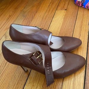 Brown Leather Kate Spade Mary Janes Sz 7 So Chic!